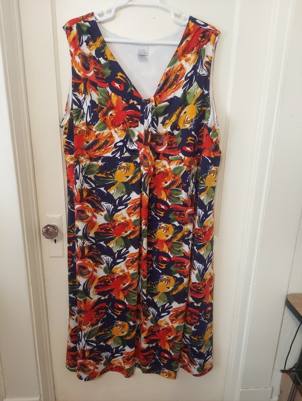 Only Necessities Maxi Dress Womens Plus 4X Floral Stretch Knit Vacation Day Dres